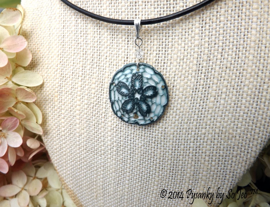 Sand Dollars Etched Emu Egg Pendant Pysanky Jewelry by So Jeo